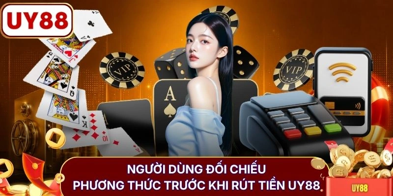 Người dùng đối chiếu phương thức trước khi rút tiền UY88